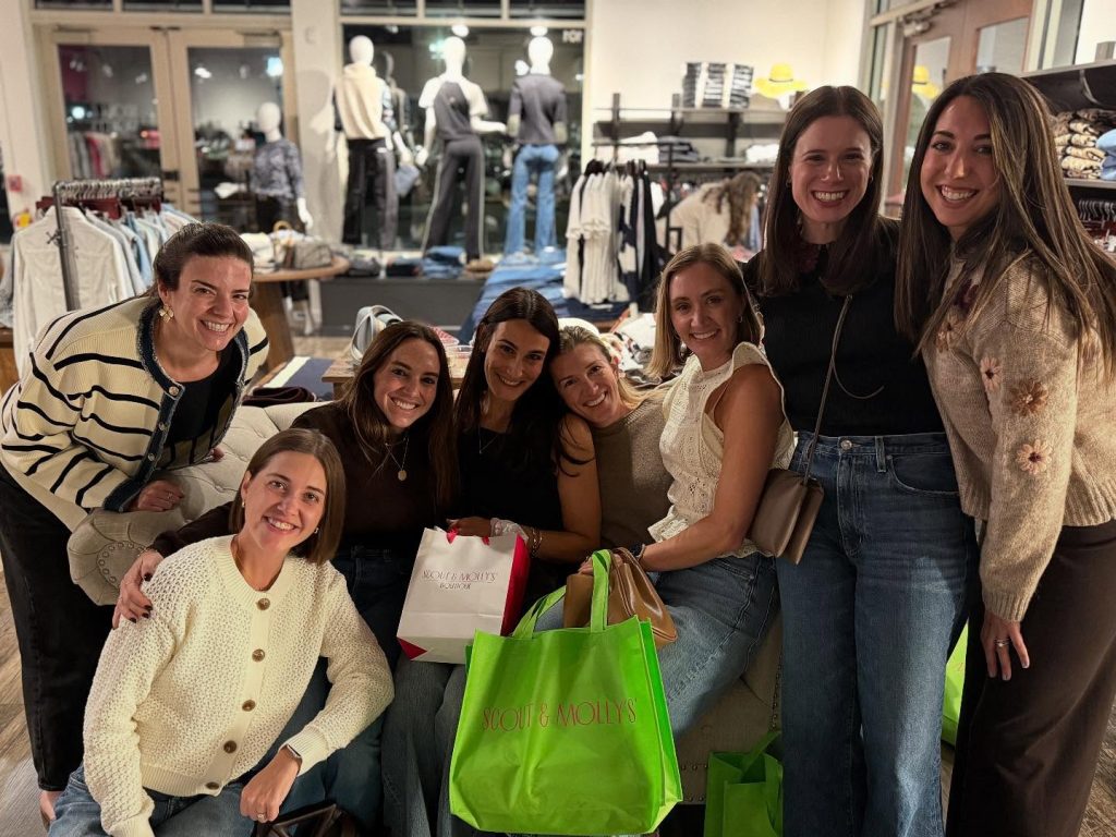 friends shopping at scout & molly's boutique deerfield at sip and shop event
