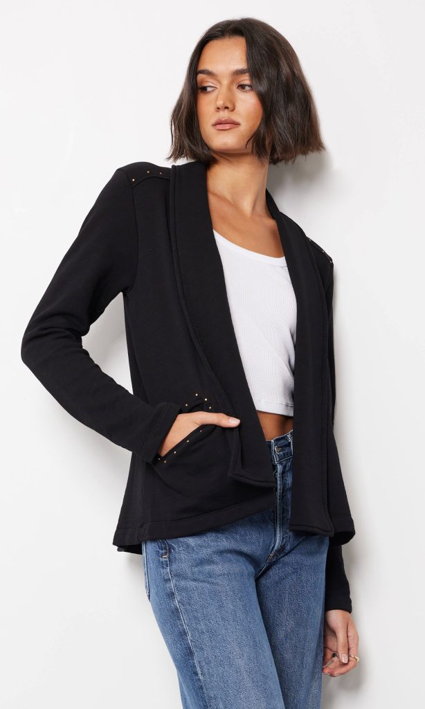 black jacket pair with jeans