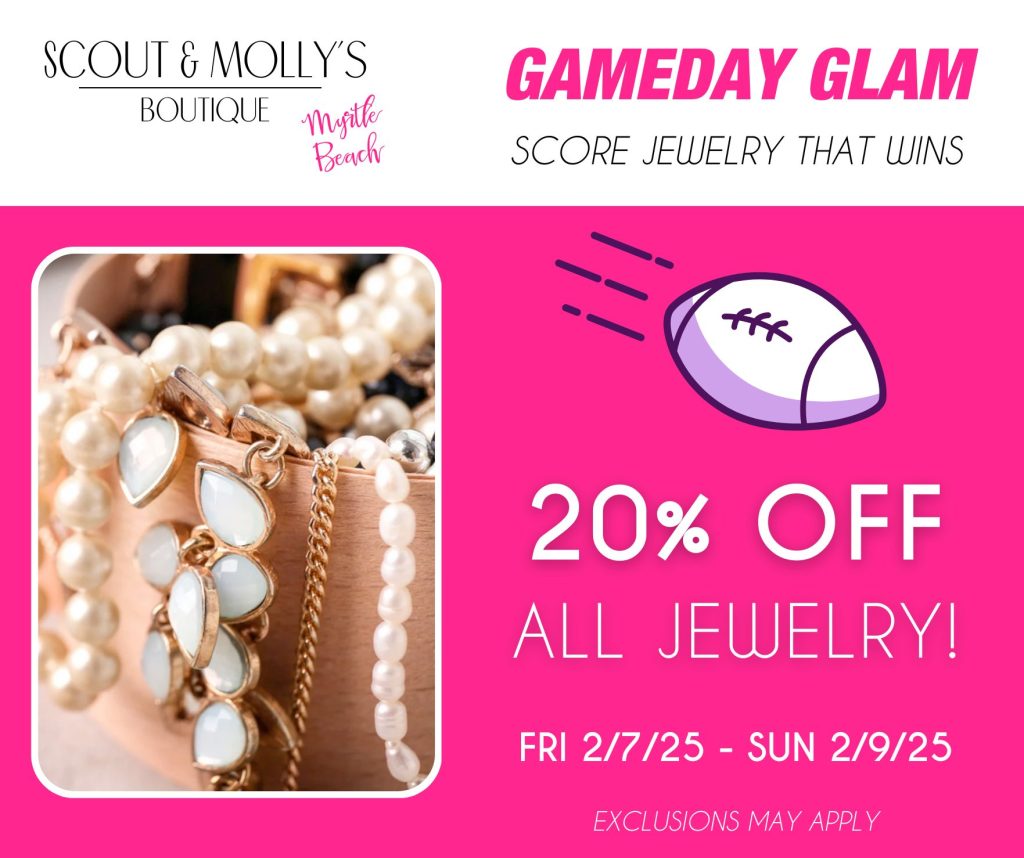 20% off all jewelry gameday glam