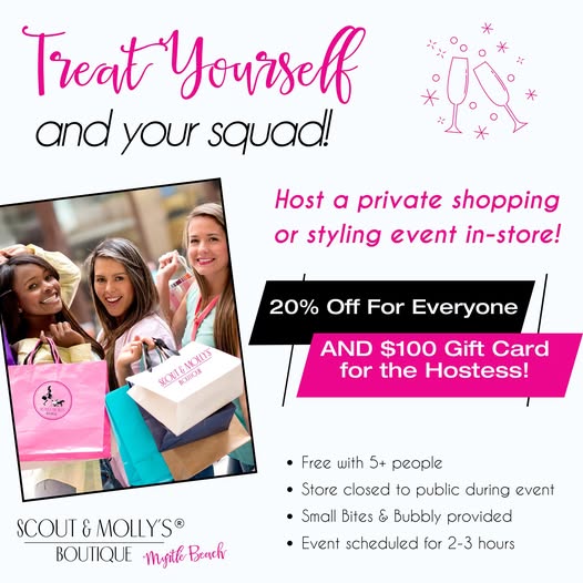 sip and shop event myrtle beach boutique