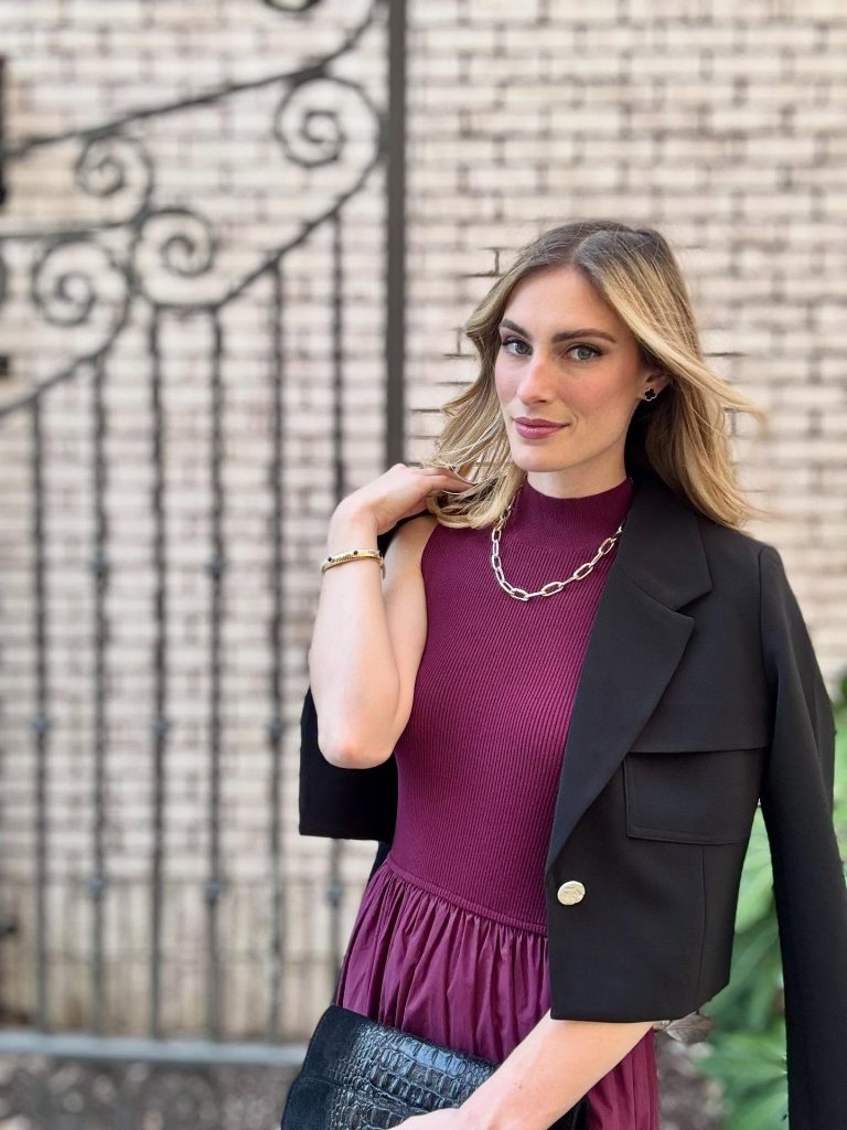 dress with crop jacket from myrtle beach boutique perfect for thankgiving weekend