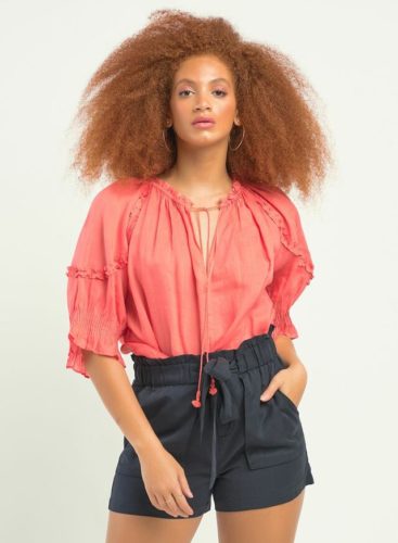 DEX Clothing Ruffle Peasant Blouse