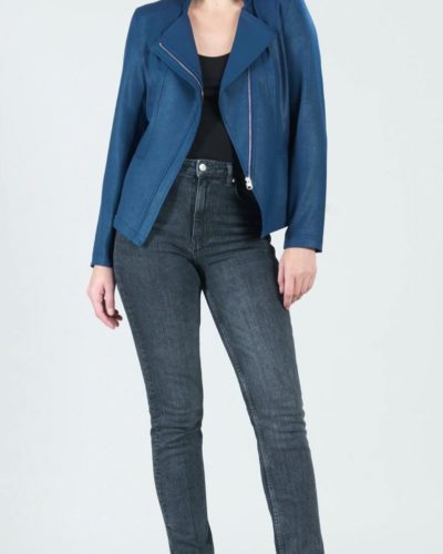 Navy Liquid Leather Jacket