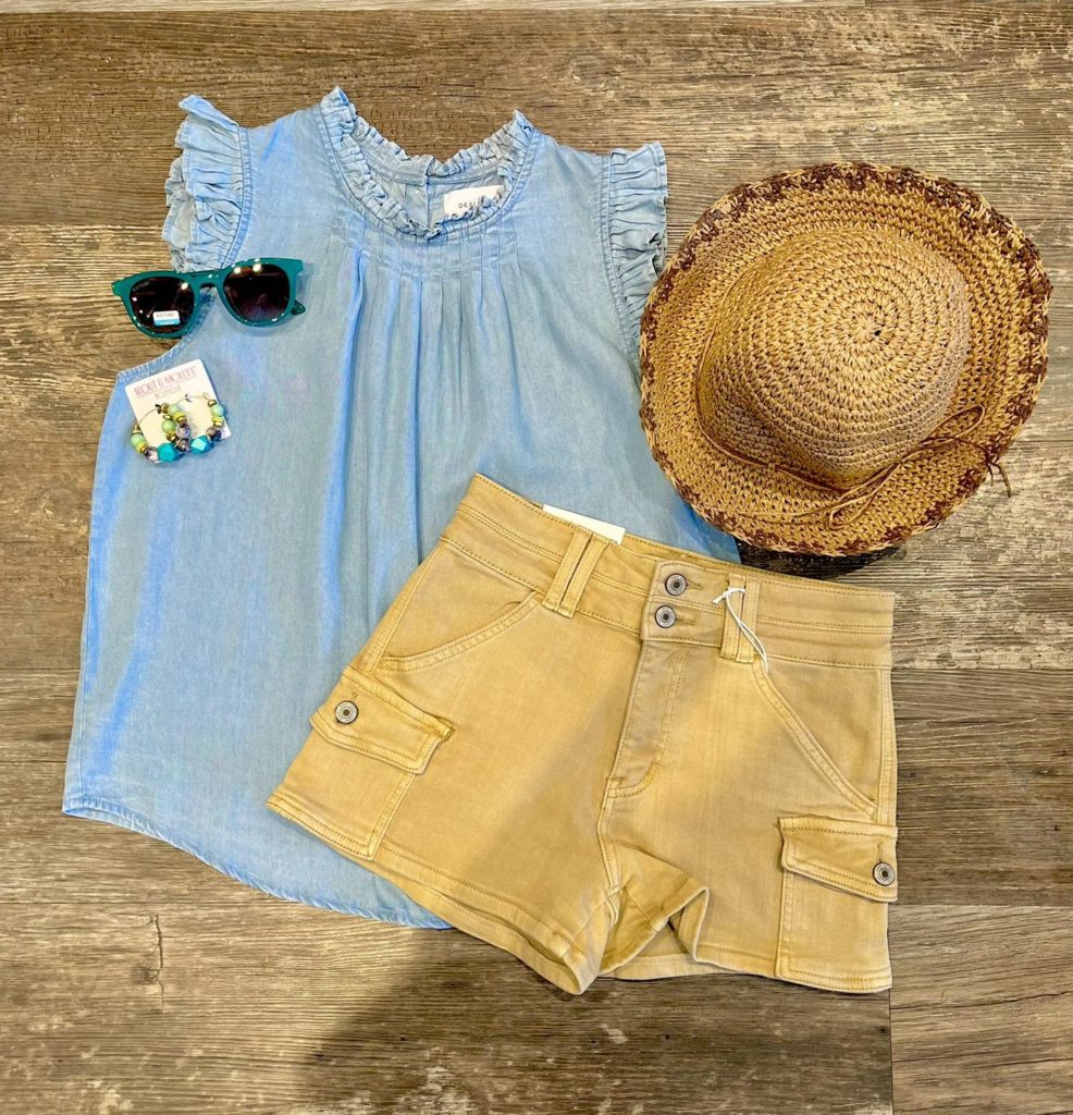 tencel shorts and shirt with hat