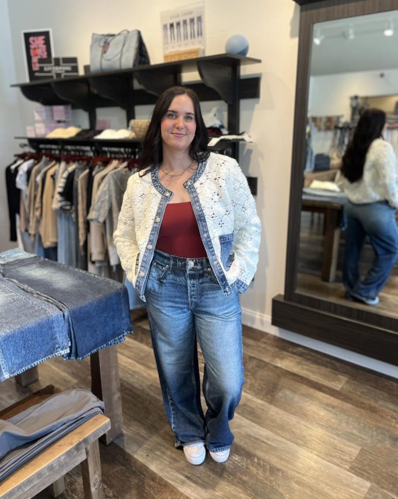 jeans and cardigan