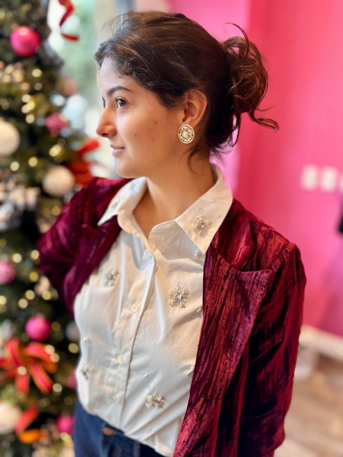 crimped velvet blazer by Dear John