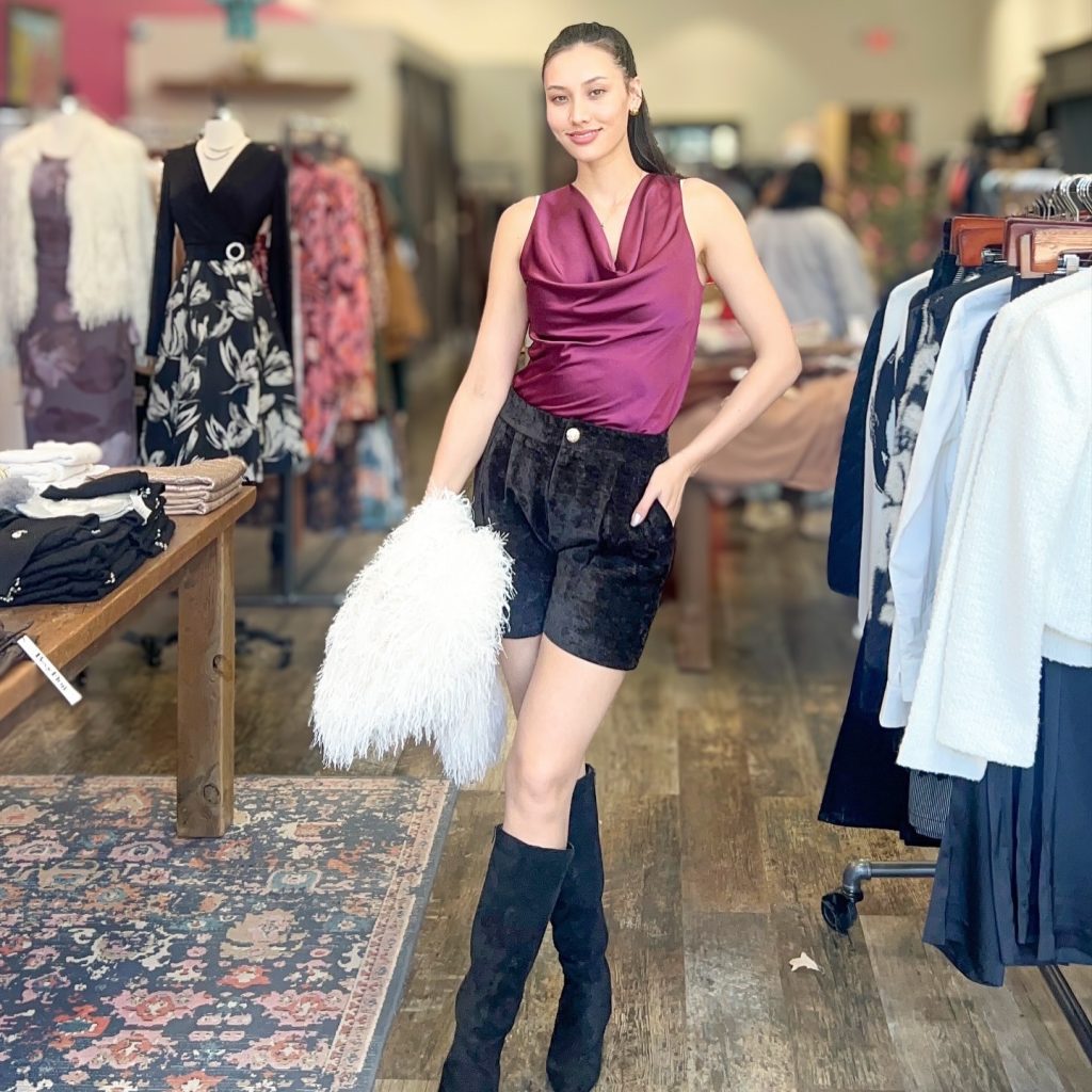 sleeveless shirt and shorts at clothing boutique charlotte